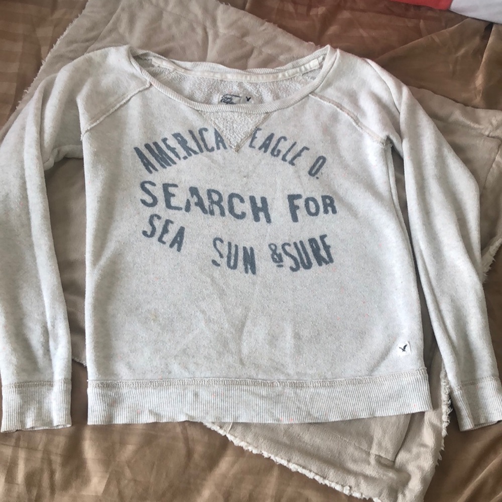 American Eagle off the shoulder lightweight speckled swatershit. sz xs - Picture 1 of 6
